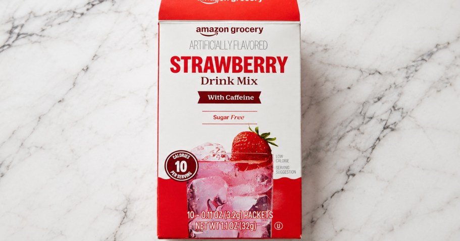 Amazon Grocery Strawberry Drink Mix w/ Caffeine 10-Count Only $1.31 Shipped
