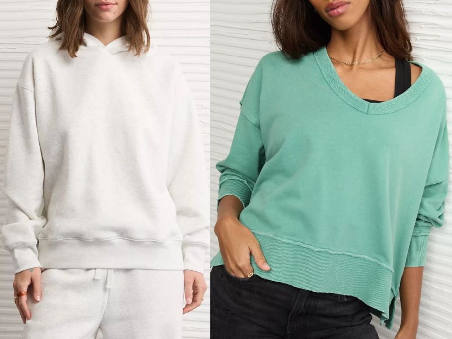 Stock images of two american eagle sweatshirts