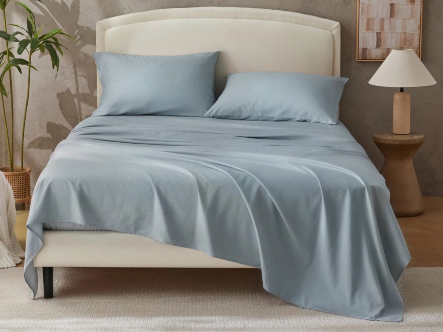 Andency Natural 100% Cotton Breathable Solid 4-Piece Sheet Set