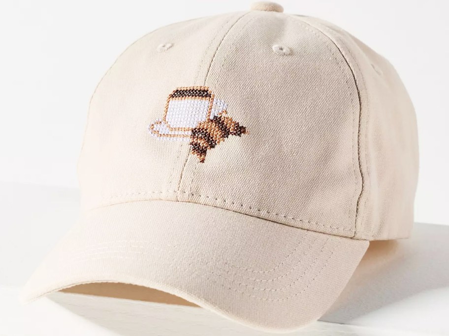 coffee & croissant embroidered hat