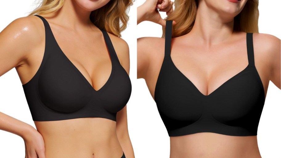 two women in two different styles of wireless jelly bras