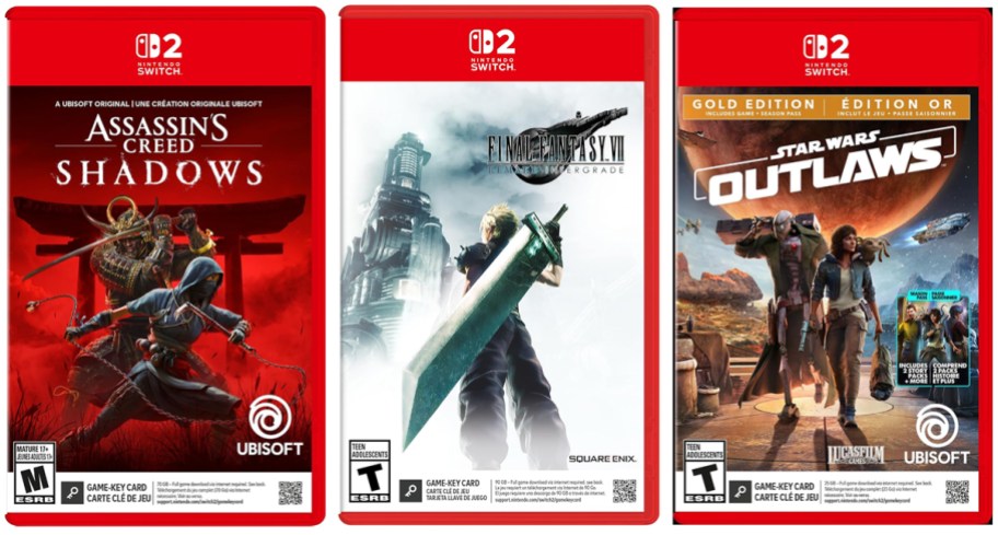 Assassin’s Creed Shadows, Final Fantasy VII Remake Intergrade, and Star Wars Outlaws Gold Edition for Nintendo Switch 2