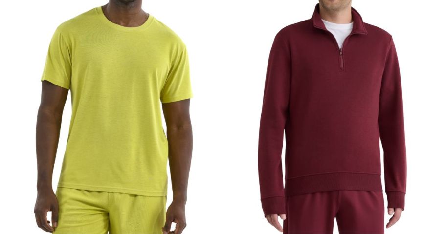 Athletic Works Men's Tri-Blend Tee and Active Fleece Quarter Zip Sweatshirt