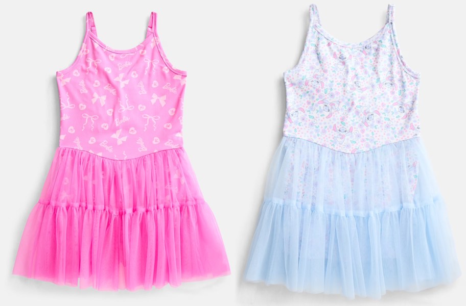 Barbie or Stitch Sleeveless Allover Print Tulle Romper 