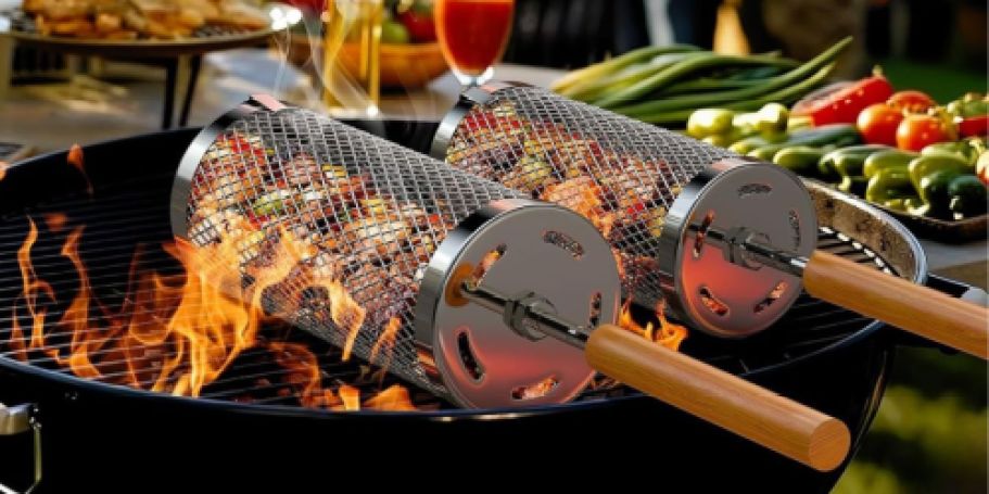 TWO Rolling Grill Baskets Only $13.99 Shipped for Amazon Prime Members