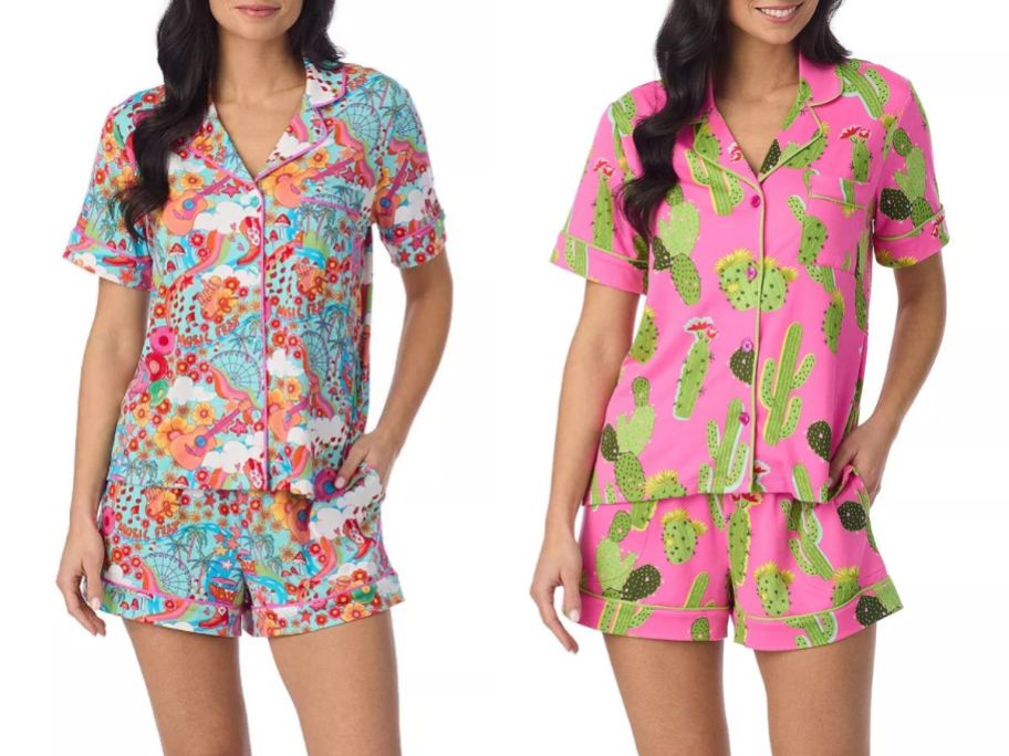 Stock images of two women wearing Beauty Sleep Social Women's Pajamas