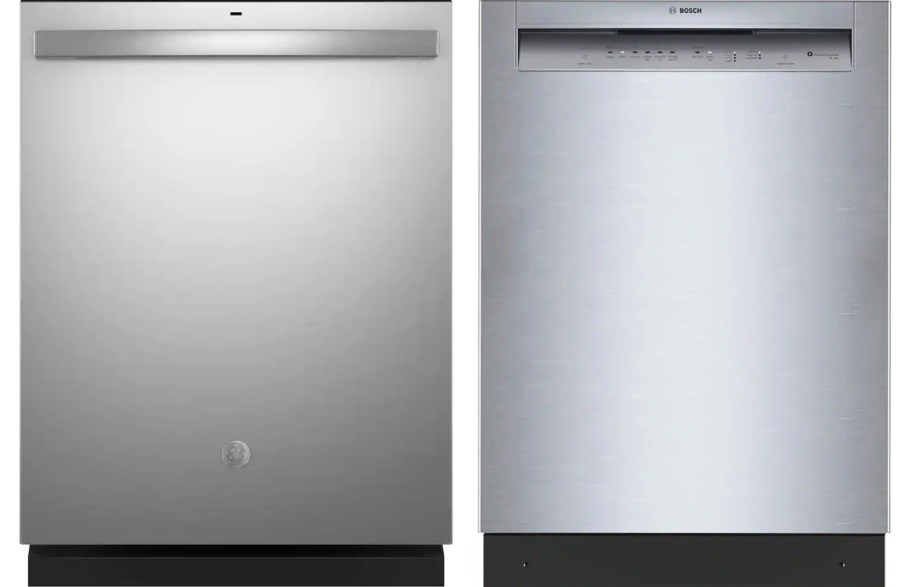 two stainless steel dishwashers