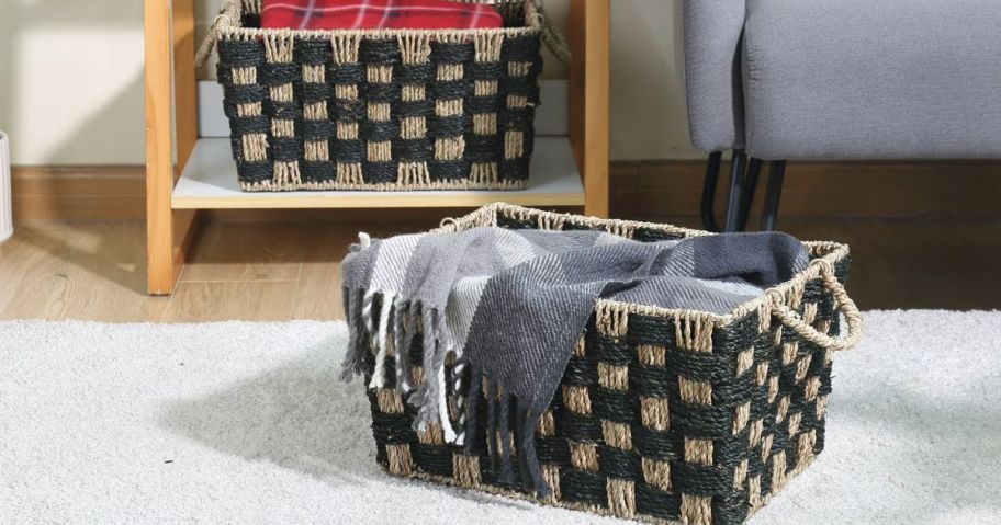 two better homes and gardens checkerboard seagrass baskets