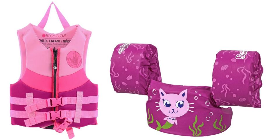 Body Glove Child's Neoprene PFD Life Jacket & Vest and Puddle Jumper Kids Fabric Life Vest w Armbands