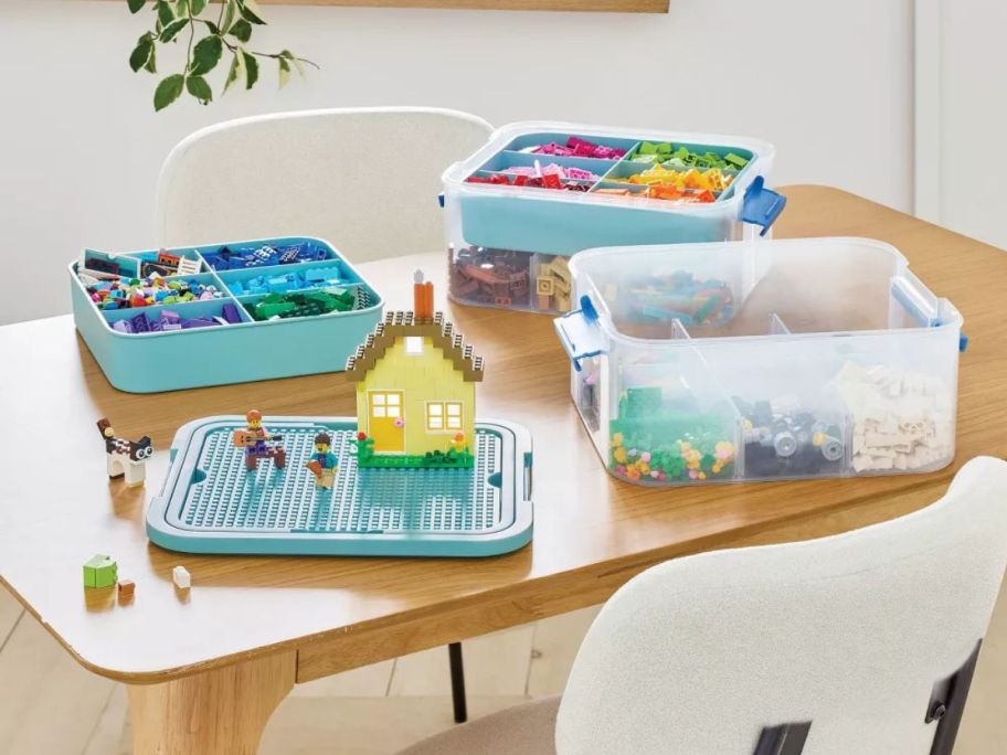 Brightroom Building Brick Play Latching Stacking Storage on table