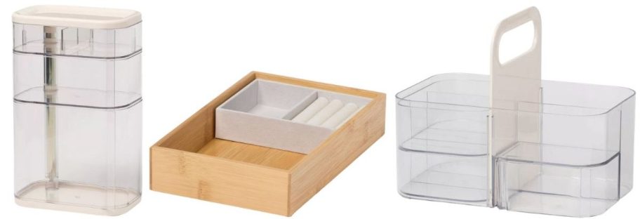 Brightroom Rotating Cosmetic Vanity Makeup Organizer, Bamboo Vanity Tray, and Cosmetic Vanity Makeup Caddy