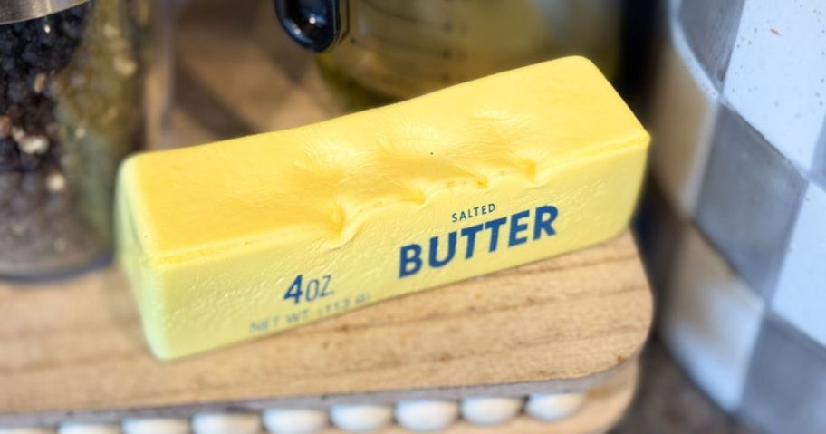 Butter Squishy Toy in kitchen
