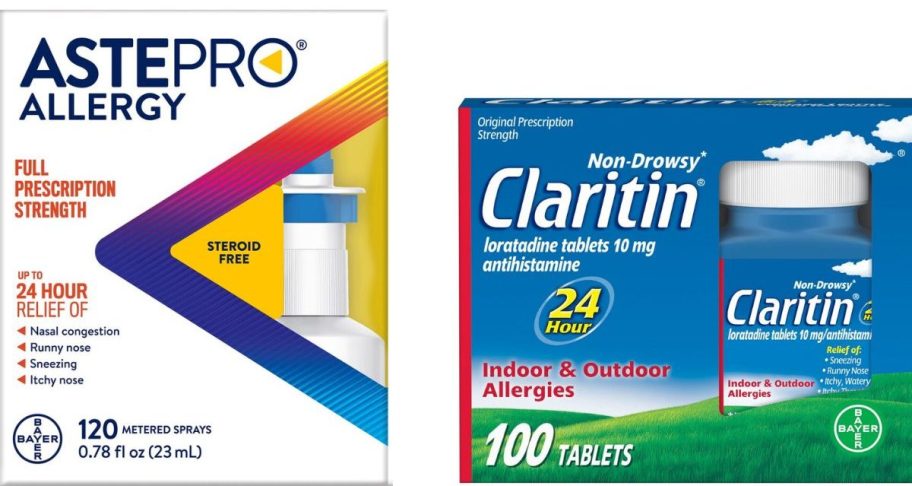 Stock images of Astepro and Claritin allergy medicine