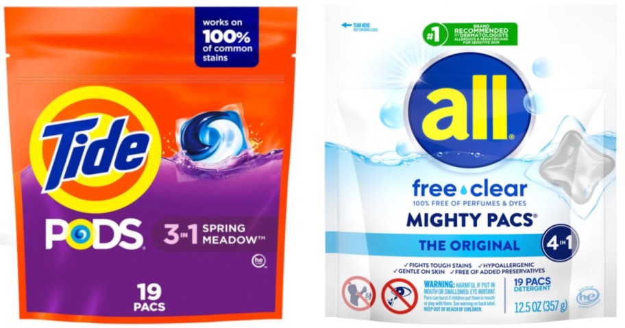 two bags of laundry pods