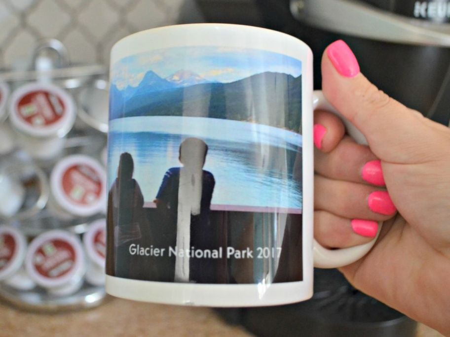 A custom photo mug
