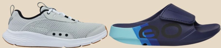Columbia Sportswear Men's PFG Castback Shoe and OOFOS Adults' Sport Flex Rally Limited Edition Recovery Slide