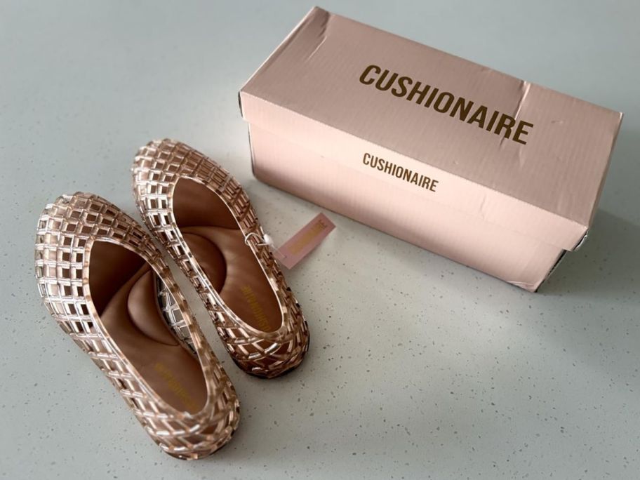 A box of Cushionaire Jelly Flats