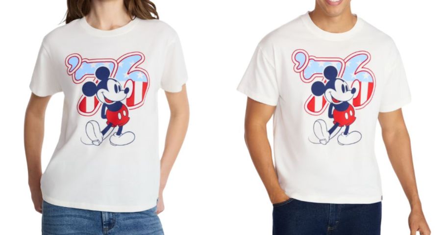 Disney womens and mens Mickey Americana 76 USA Graphic Tees