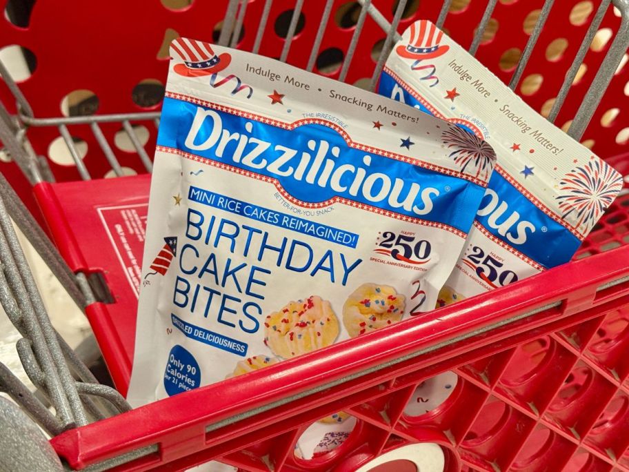 Drizzilicious America&rsquo;s 250 Anniversary Edition Birthday Cake Drizzled Mini Rice Cakes 4oz bags in cart in store