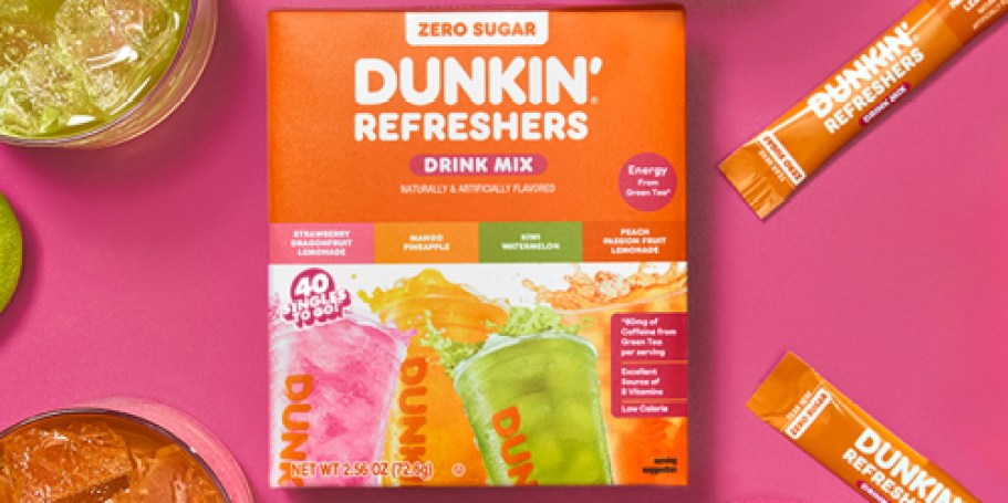 Dunkin’ Refreshers Drink Mix 40-Count Variety Pack Only $6 Shipped for Prime Members (Reg. $13)
