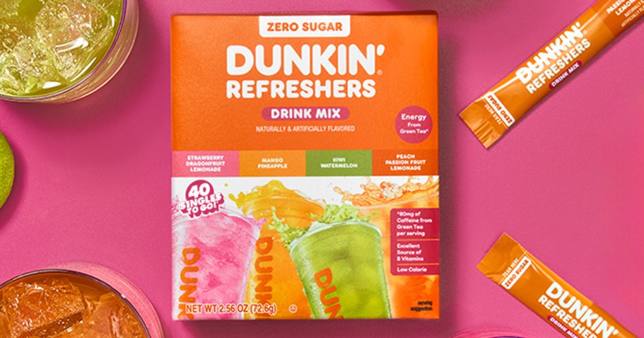 Dunkin’ Refreshers Drink Mix 40-Count Variety Pack Only $6 Shipped for Prime Members (Reg. $13)