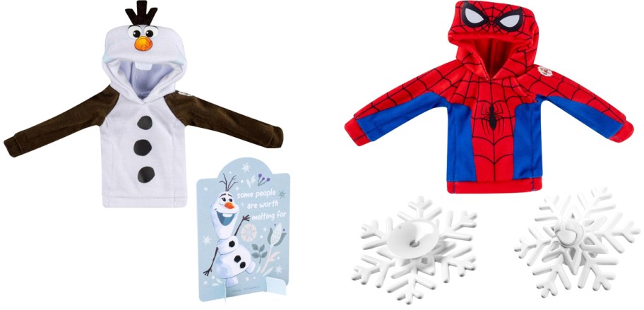 olaf and spider-man elf on the shelf costume sets