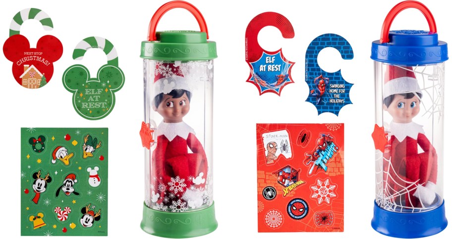 disney and spider-man themed elf carrier sets