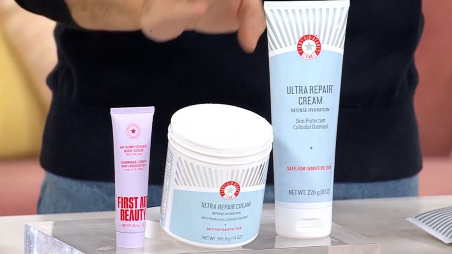 three different First aid beauty items
