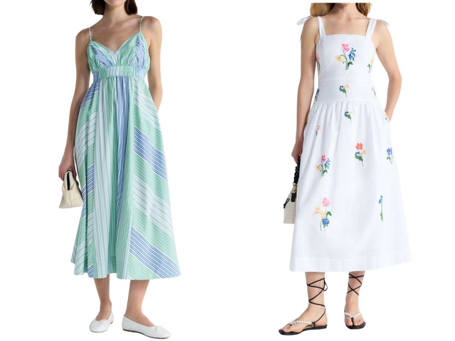 Free Assembly Women's Cut Out Back Maxi Dress and Embroidered Maxi Dress