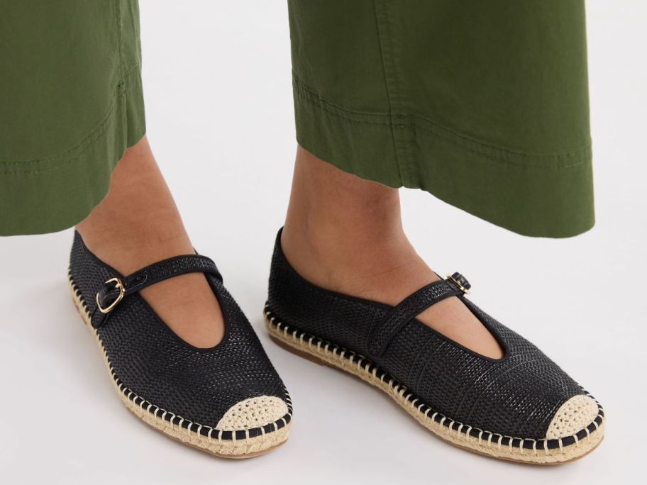 woman wearing Free Assembly Women's Mary Jane Espadrilles