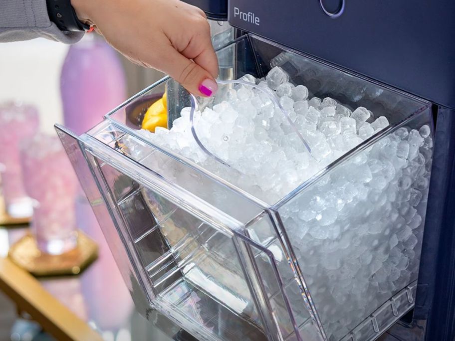 Bin of nugget ice from a GE Pofile Opal 