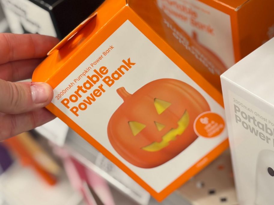 GEMS Figural Power Bank Pumpkin in hand in store