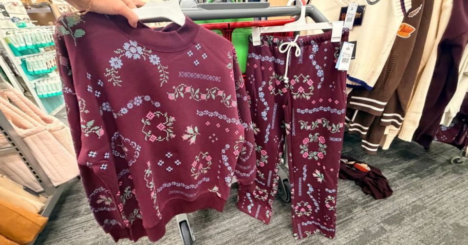 Can You Believe This Embroidered Fleece Sweatshirt Set Is from Target?!