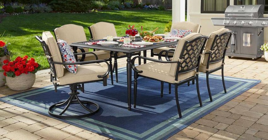 Hampton Bay Laurel Oaks 7-Piece Metal Dining Set w: Cushions