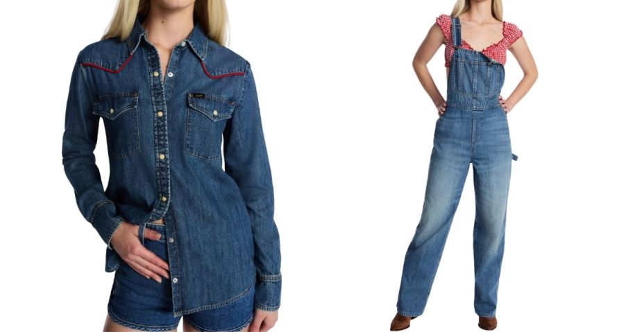 Kacey Lee Musgraves denim shirt and overalls