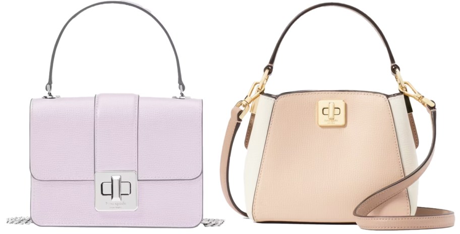 light purple and tan purses