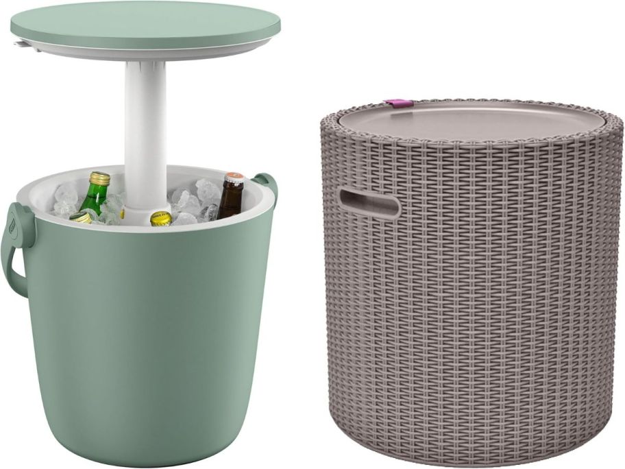 stock images of two keter side table coolers
