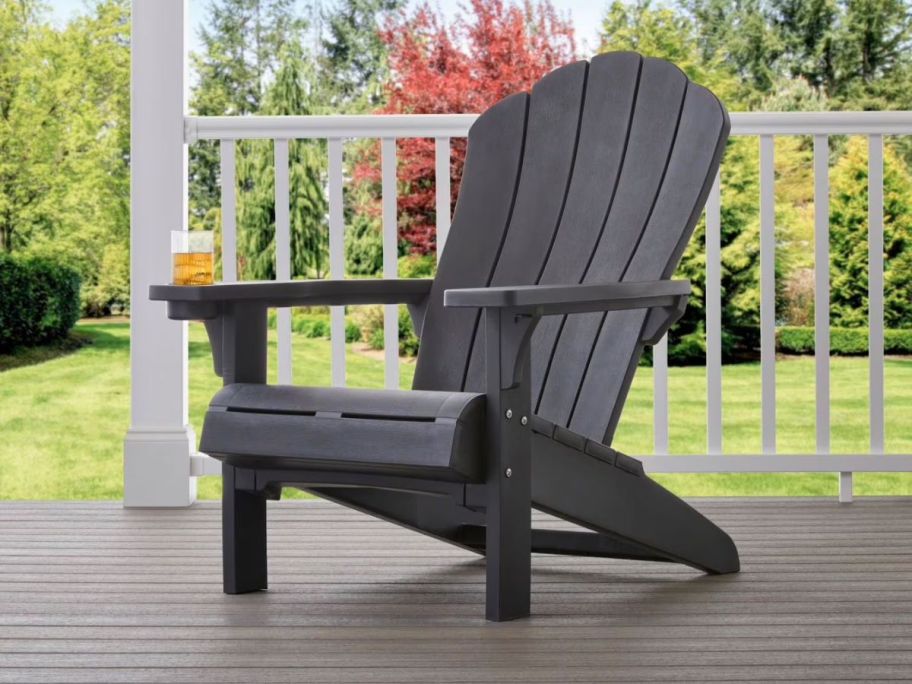 Keter Everest Adirondack Chair w/ Integrated Cupholder on porch