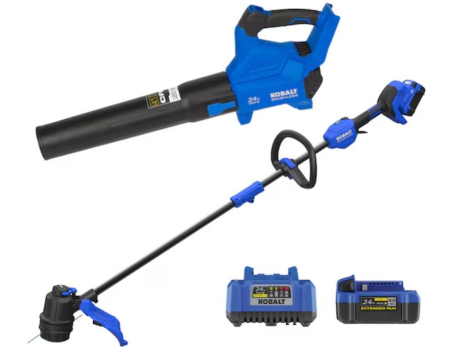 Stock images of a Kobalt Blower and String Trimmer