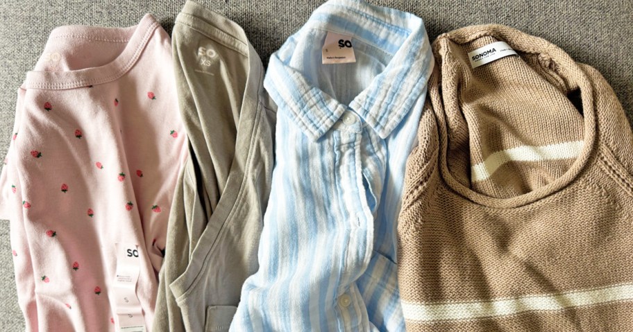 womens tops in a row