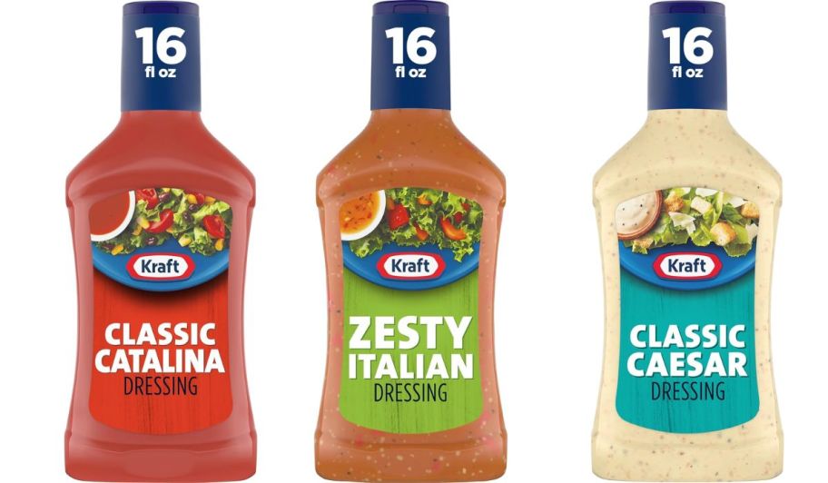 Three different Kraft salad dressings