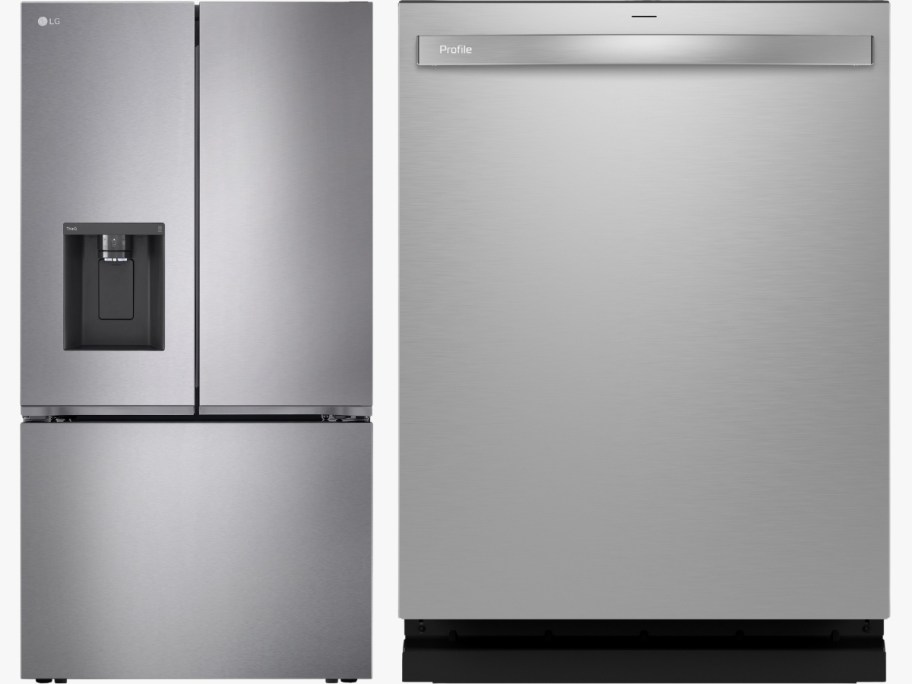 3 door stainless steel fridge and dishwasher