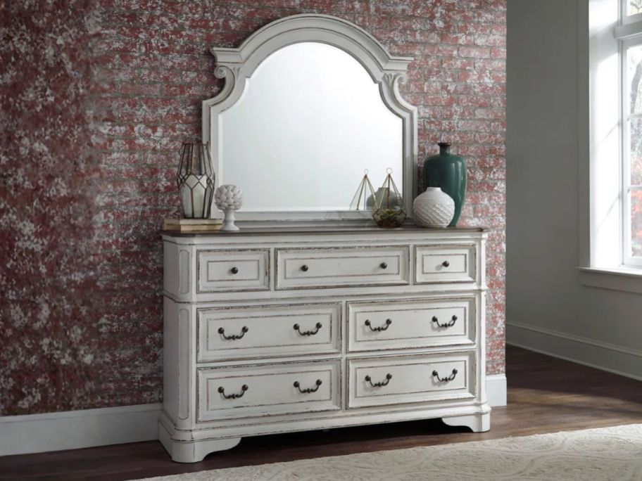 Lauren Foundry Modern Farmhouse Colchester Dresser in bedroom