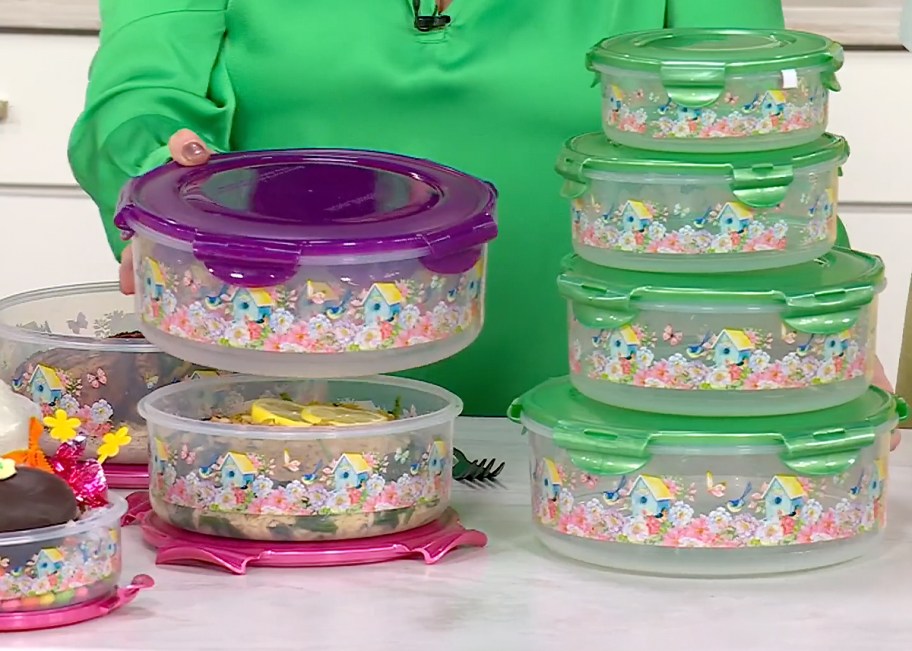 LocknLock 4-Piece Nestable Spring Printed Canisters