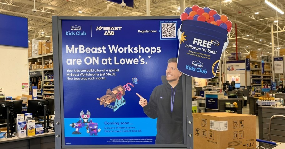 Lowe's mr beast sign in-store