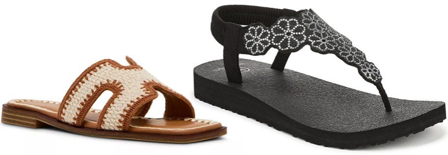 Madden Girl Haileyy-CW Women's Crochet H-Band Flat Sandals and LifeStride Yelena Women's Slingback Sandals