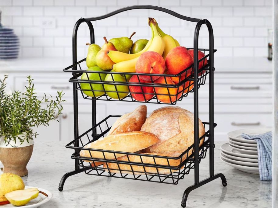 Member's Mark 2-Tier Fruit Basket Stand in kitchen
