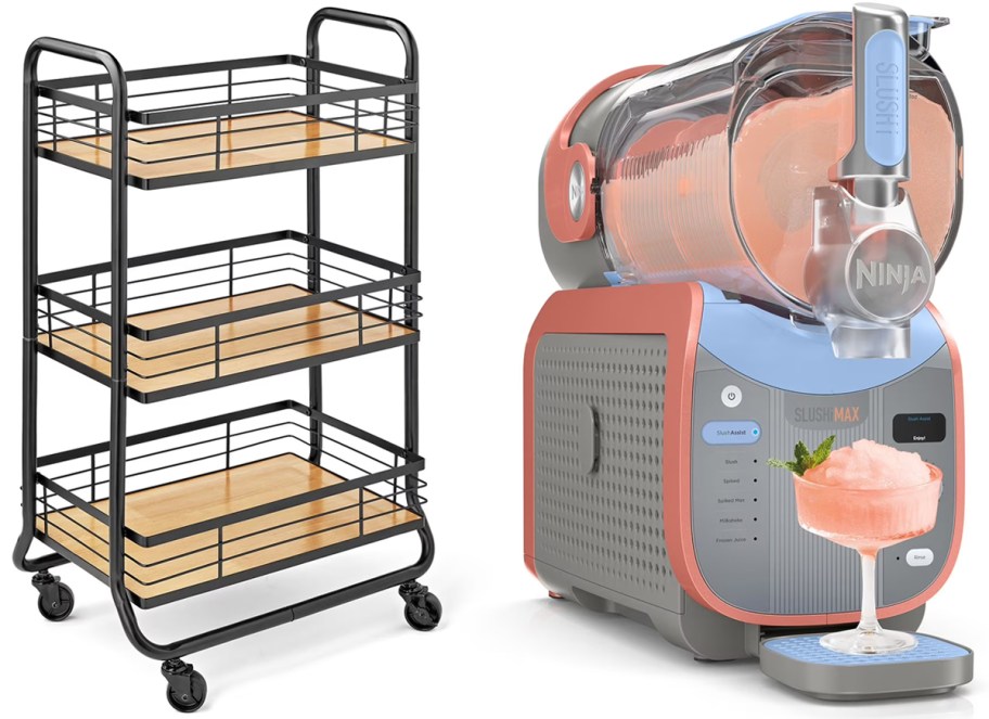 Member's Mark 3-Tier Rolling Bar Cart and Ninja SLUSHi MAX Smart Frozen Drink Maker