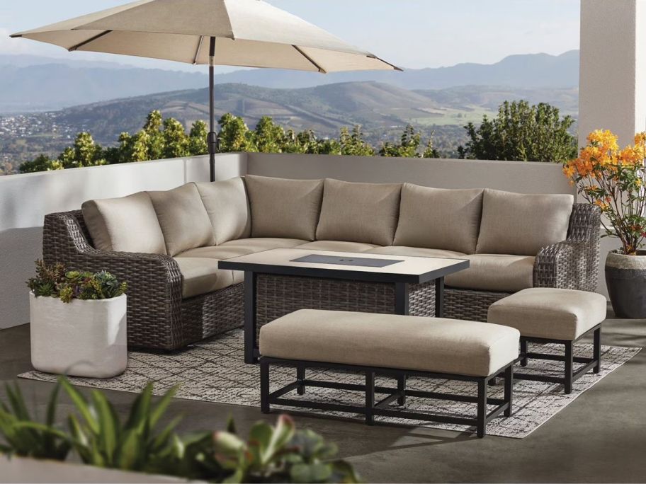 Member's Mark Athena Sectional w/ Sintered Stone Top & Sunbrella Fabric on patio