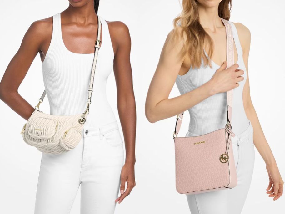 Stock image of two women wearing Michael Kors bags